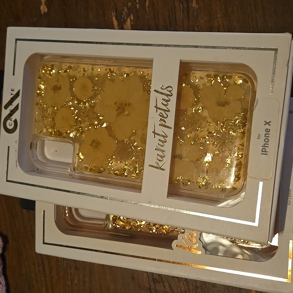 Casement iPhone XS/X ... ten phone case. Rose Gold 🌹/Gold Karst petals